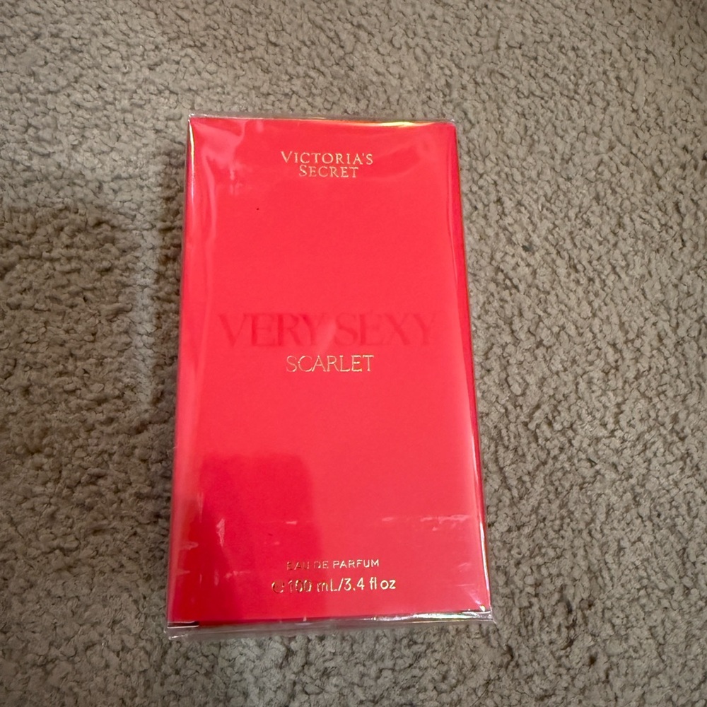 Victoria's Secret Scarlet Red Perfume Box with Gold Foil Text
